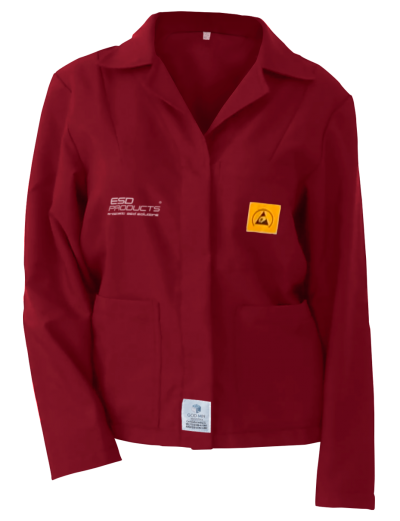 ESD Jacket 1/3 Length ESD Smock Burgundy Female S Antistatic Clothing ESD Garment